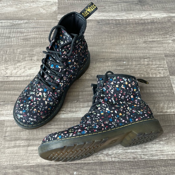 Dr. Martens Shoes - Dr. Martens Delaney Floral Fabric Multi-Color Lace-up Boots